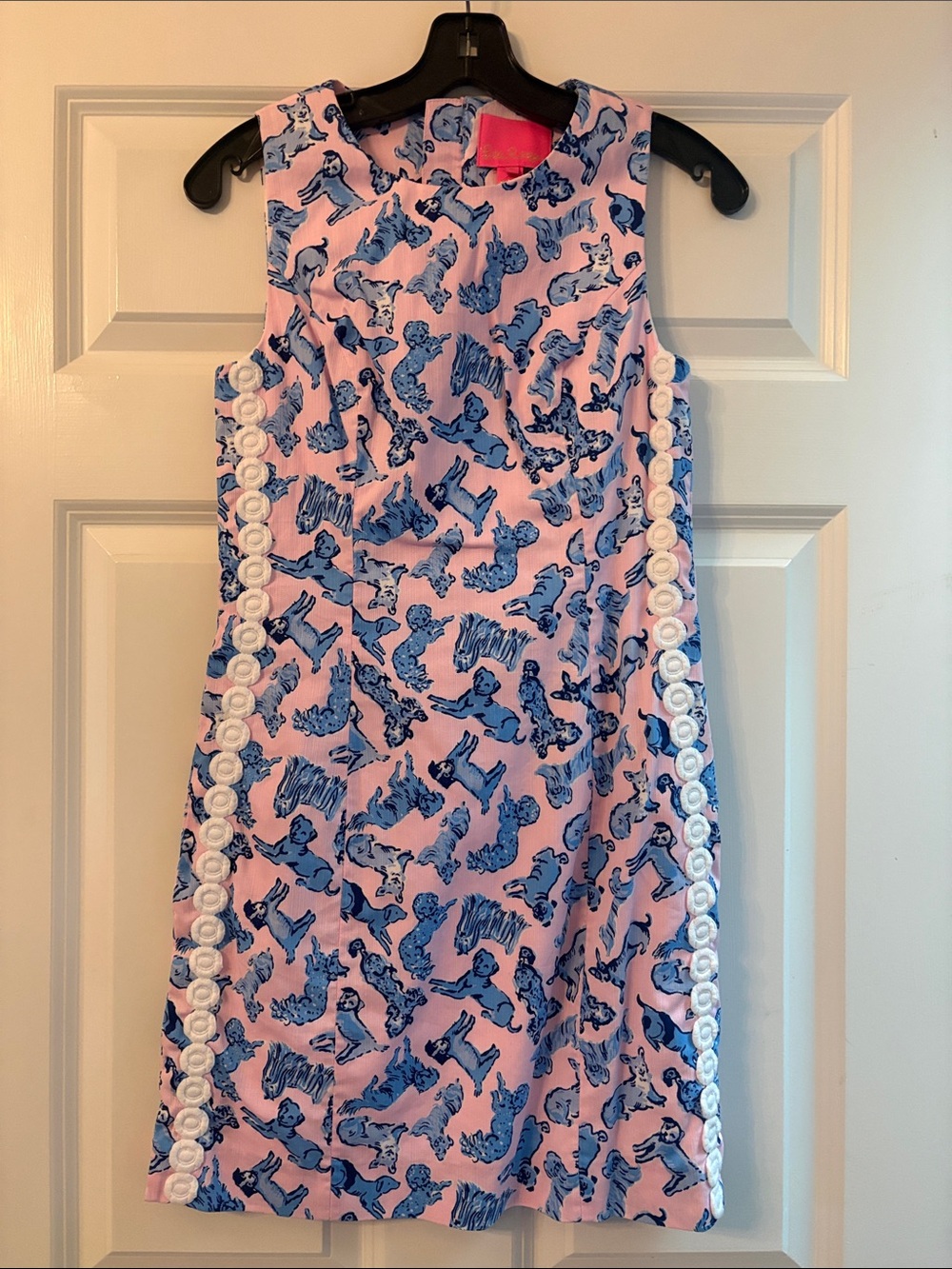 Lilly Pulitzer Pink & Blue Dog-Print Shift Dress